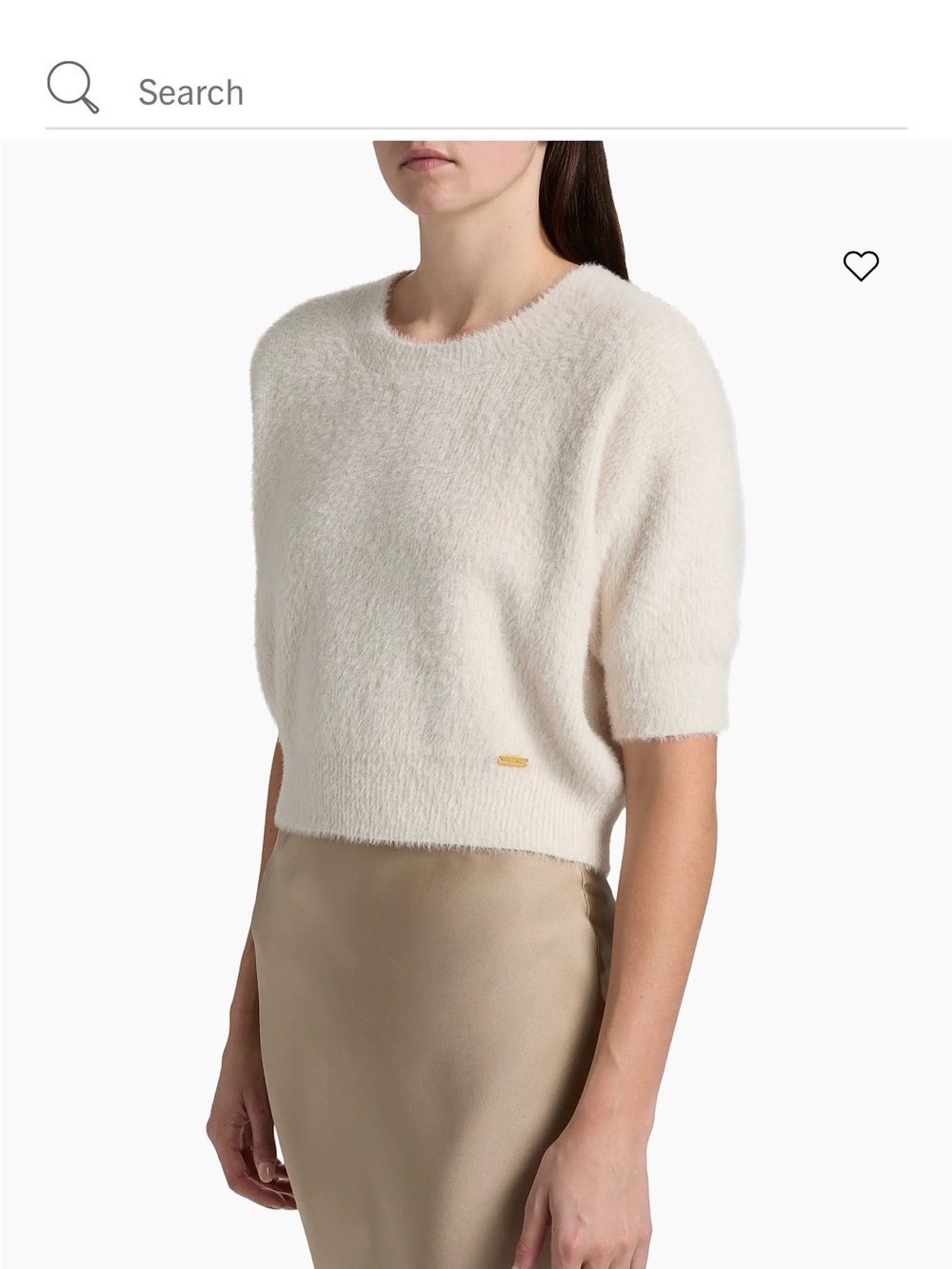 L'AGENCE Short-Sleeve Crewneck Sweater in Cream